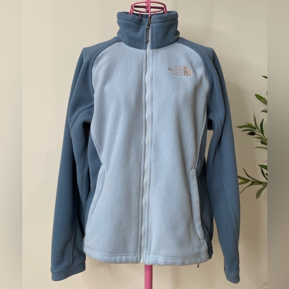 THE NORTH FACE Women's Fleece Jacket Coat Two Tone Blue Full Zip Size Small